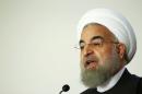 Iran President Hassan Rouhani talks during a business forum in Rome