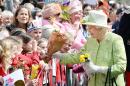 Britain's Queen Elizabeth II greets wellwishers on her 90th birthday during a walkabout in Windsor on April 21, 2016