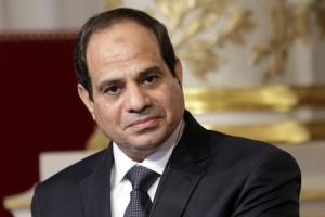 Egyptian President Abdel Fattah al-Sisi delivers a statement at the Elysee Palace in Paris