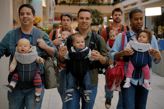In a recent Huggies commercial Kimberly-Clark showed dads at the mall putting their babies' diapers to a bouncy stress test.