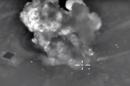 A video grab made on October 14, 2015 from a footage on the Russian Defence Ministry's website purporting to show explosions after airstrikes carried out by Russian forces in the Syrian province of Idlib