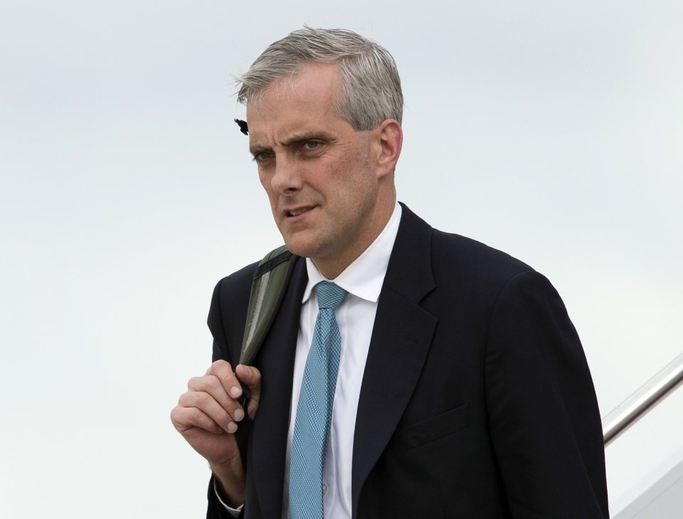 In this photo taken May 19, 2013 White House Chief of Staff Denis McDonough returns to Andrews Air Force Base, Md., after a trip with President Barack Obama. Asked on "Fox News Sunday", Sept. 8, 2013, whether a congressional rejection of authorization to Obama for military action against Syria might endanger his presidency, McDonough said, "Politics is somebody else's concern. The president is not interested in the politics of this." (AP Photo/Carolyn Kaster, File)