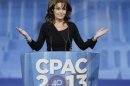 Palin addresses the Conservative Political Action Conference (CPAC) in National Harbor, Maryland