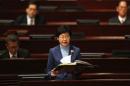 Hong Kong Chief Secretary Carrie Lam addresses Legislative Council on a political reform consultation in Hong Kong