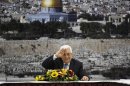 Palestinian President Abbas gestures during a meeting of the Palestinian leadership in Ramallah