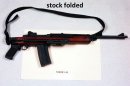 This undated evidence photo, provided by retired FBI agent Edmund Mireles, shows the Ruger Mini–14 used by one of the shooters in the deadly April 11, 1986 bank robbery shootout in Miami that left two FBI agents dead and five others injured. New models of this firearm that have folding stocks and pistol grips would be banned under proposed gun control legislation under consideration in Congress. But a similar model without a folding stock would be exempted. Both models can take detachable magazines that hold dozens of rounds of ammunition. Mireles was among the five agents injured. (AP Photo/FBI)