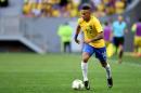 Brazil player Neymar takes controls of the ball during the Rio 2016 Olympic Games match against South Africa, at the Mane Garrincha Stadium in Brasilia on August 4, 2016