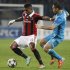 Zenit St. Petersburg's Kerzhakov fights for the ball with AC Milan's Boateng during their Champion's league Group C soccer match in St. Petersburg's Petrovsky Stadium