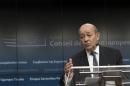 French Defence Minister Jean-Yves Le Drian during a news conference of European Union foreign and defence ministers