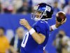 New York Giants quarterback Eli Manning (10) throws a pass during the first half of an NFL football game against the Dallas Cowboys, Wednesday, Sept. 5, 2012, in East Rutherford, N.J. (AP Photo/Bill Kostroun)