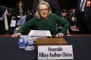 U.S.Secretary of State Hillary Clinton sits down in Washington to testify on the September attack