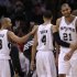 Tony Parker (L) celebrated his 30th birthday by scoring 22 points for San Antonio on Thursday