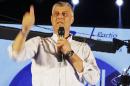 Kosovo PM Thaci speaks during a campaign rally in Gjakova