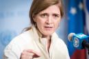 Samantha Power, United States Permanent Representative to the UN, speaks to journalists following Security Council consultations on the recent ballistic missile launch by Iran on March 14, 2016