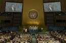 President of Colombia Santos addresses the 67th session of the United Nations General Assembly at UN headquarters in New York