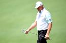 Ernie Els of South Africa reacts during the first round of the 2016 Masters Tournament at Augusta National Golf Club on April 7, 2016 in Augusta, Georgia