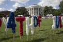 The White House is adorned in preparation for the a Fourth of July celebration on the South Lawn of the White House in Washington, Thursday, July 4, 2013, hosted by President Barack Obama and first lady Michelle Obama. (AP Photo/Manuel Balce Ceneta)