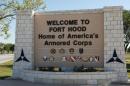 File handout photo of the main gate at the U.S. Army post at Fort Hood