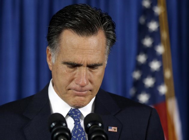 In this Sept. 12, 2012, file photo, Republican presidential candidate, former Massachusetts Gov. Mitt Romney makes comments on the killing of U.S. embassy officials in Benghazi, Libya, while speaking in Jacksonville, Fla. With protests at U.S. embassies and four Americans dead, Romney is suddenly facing a presidential election focused on a foreign policy crisis he gambled wouldn't happen. But it did happen _ and at a bad time. Momentum in the race is on President Barack Obama's side and Republicans are fretting over the state of their nominee's campaign. (AP Photo/Charles Dharapak)