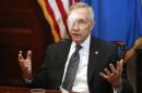 Reid holds a news conference in his office at the U.S. Capitol in Washington