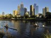 Rowers train at dawn on the Yarra River in Melbourne