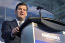 Bombardier CEO Beaudoin speaks to employees at Bombardier's manufacturing facilities in Toronto