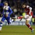 Arsenal's Chamakh shoots to score against Reading during their English League Cup soccer match at Madejski Stadium in Reading