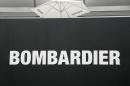 The Bombardier logo is seen at Le Bourget Airport during the 46th International Paris Air Show on June 16, 2005
