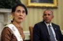 Myanmar's State Counsellor Aung San Suu Kyi meets with U.S. President Barack Obama at the Oval Office of the White House in Washington