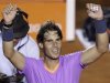 Nadal of Spain celebrates victory against Mayer of Argentina during men's singles match at Acapulco International tennis tournament in Acapulco