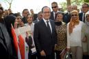 French President Francois Hollande poses for a picture during his visit at the Mohamed Ali Mosque at the Citadelle in Cairo on April 18, 2016