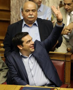 Greece's Prime Minister Alexis Tsipras votes during …