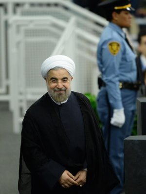 Iran President Hassan Rouhani after he spoke during …