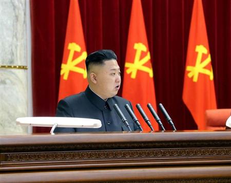 North Korean leader Kim Jong-un speaks during a plenary meeting of the Central Committee of the Workers' Party of Korea in Pyongyang March 31, 2013 in this picture released by the North's official KCNA news agency on April 1, 2013. REUTERS/KCNA