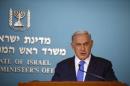 Israeli Prime Minister Netanyahu speaks during a news conference at his office in Jerusalem