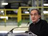 Fiat-Chrysler chief executive Marchionne makes his speech during the visit of Italy's Prime Minister Monti at the Fiat car factory in the southern city of Melfi