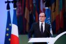 French President Francois Hollande delivers a speech for the 70th General Conference of the United Nations Educational, Scientific and Cultural Organization (UNESCO) at the UNESCO headquarters in Paris, on November 17, 2015