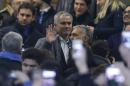 Jose Mourinho waves as he gets to the stands prior to a Serie A soccer match between Inter Milan and Sampdoria, at the Milan San Siro stadium, Italy, Saturday, Feb. 20, 2016. (AP Photo/Antonio Calanni)