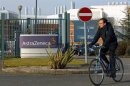 A worker leaves the AstraZeneca research facility in Loughborough