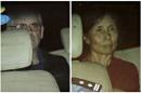 A combination photo shows British corporate investigator Humphrey and his wife Yingzeng as they leave the Shanghai No.1 Intermediate People's Court inside police vehicle in Shanghai