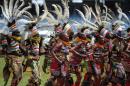 Traditional dancers perform at the Kasarani stadium in Nairobi on December 12, 2013 during celebrations marking half a century of independence from Britain