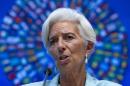 International Monetary Fund (IMF) Managing Director Christine Lagarde speaks during a news conference after the International Monetary and Financial Committee (IMFC) meeting at World Bank/IMF Annual Meetings at IMF headquarters in Washington, Saturday, Oct. 8, 2016. ( AP Photo/Jose Luis Magana)