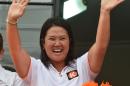 Peruvian presidential candidate for the April 10 general election, Keiko Fujimori leader of the Fuerza Popular Party, waves during a campaign rally in Lima, on February 9, 2016