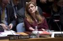 United States Ambassador to the United Nations Samantha Power listens during a meeting of the Security Council at the United Nations in the Manhattan borough of New York
