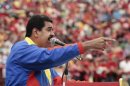 Venezuela's acting President Maduro speaks to supporters during a campaign rally in Barinas