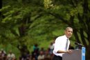 U.S. President Barack Obama speaks at a campaign rally at Eden Park in Cincinnati