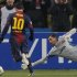 Barcelona's Messi scores past Spartak Moscow's goalkeeper Dykan during their Champions League Group G soccer match at Luzhniki stadium in Moscow