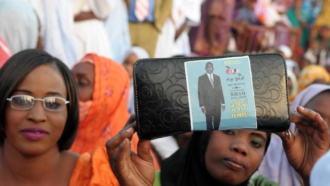 Supporters of Mauritania opposition politician and anti-slavery activist Biram Dah Abeid attend his presidential campaign rally, in Nouackchott, on June 19, 2014