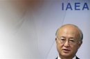 IAEA Director General Amano attends a news conference during a board of governors meeting in Vienna