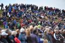Crowds are pictured during a practice session at the Gleneagles golf course in Gleneagles, Scotland, on September 25, 2014, ahead of the 2014 Ryder Cup golf competition between Europe and the USA